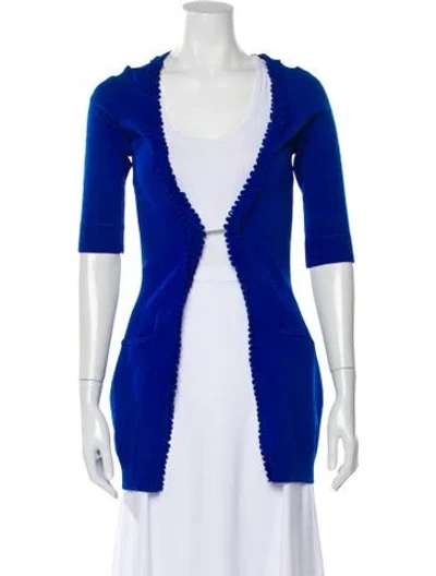 Pre-owned Ch Carolina Herrera Open Front Mini Dress In Blue