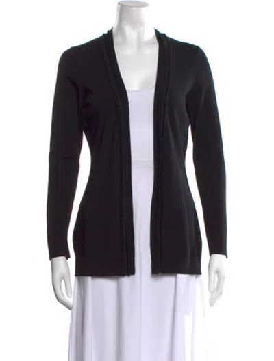 Pre-owned Ch Carolina Herrera Open Front Sweater In Black