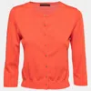 Ch Carolina Herrera Orange Knit Button Front Cardigan In Orange