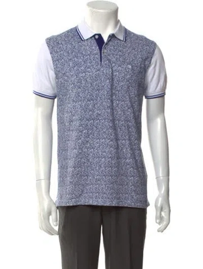 Pre-owned Ch Carolina Herrera Patterned Collar Polo Shirt In Blue
