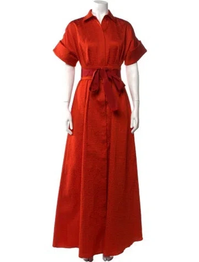 Pre-owned Ch Carolina Herrera Patterned Long Dress W/ Tags In Orange