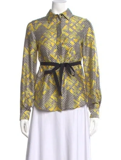 Pre-owned Ch Carolina Herrera Patterned Long Sleeve Blouse In Multi