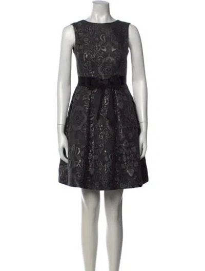 Pre-owned Ch Carolina Herrera Patterned Mini Dress In Black/grey