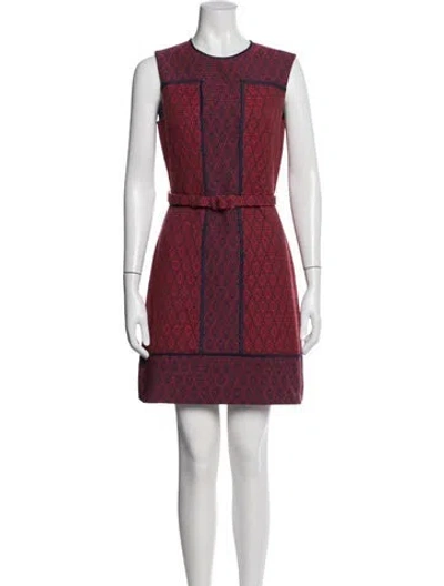 Pre-owned Ch Carolina Herrera Patterned Mini Dress In Red