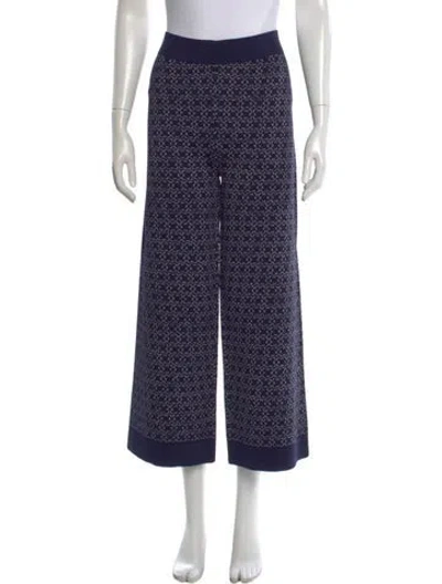 Pre-owned Ch Carolina Herrera Patterned Wide Leg Pants In Blue