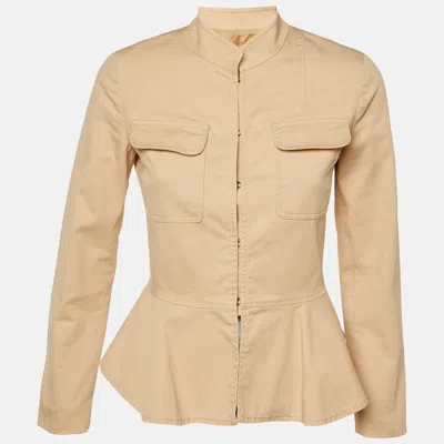 Pre-owned Ch Carolina Herrera Pink Cotton Peplum Jacket M