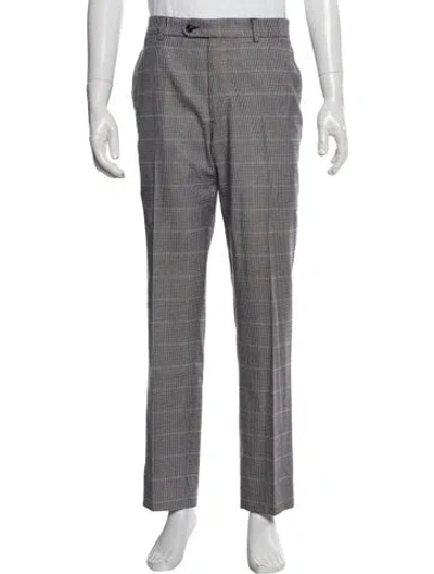Pre-owned Ch Carolina Herrera Plaid Print Dress Pants In Grey
