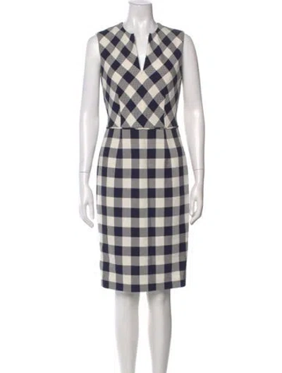 Pre-owned Ch Carolina Herrera Plaid Print Midi Length Dress In Neutral