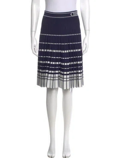Pre-owned Ch Carolina Herrera Plaid Print Mini Skirt In Blue