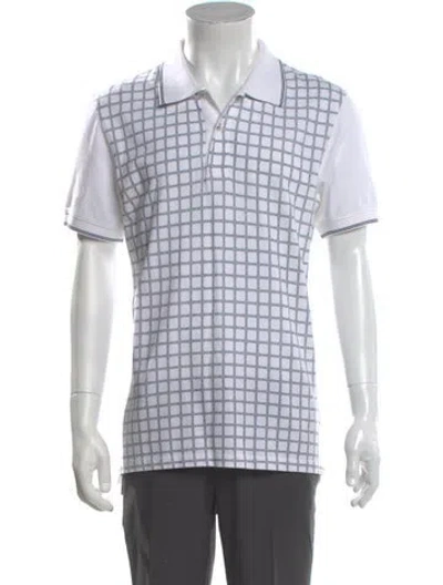 Pre-owned Ch Carolina Herrera Plaid Print Short Sleeve Shirt In White
