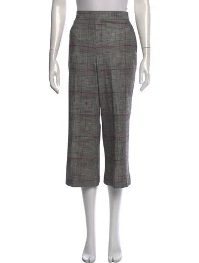Pre-owned Ch Carolina Herrera Plaid Print Straight Leg Pants In Gray