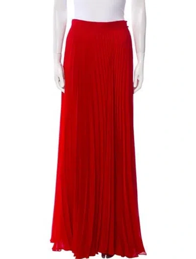 Pre-owned Ch Carolina Herrera Pleated Accents Long Skirt In Red