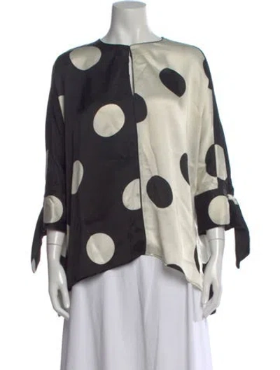Pre-owned Ch Carolina Herrera Polka Dot Print Crew Neck Blouse In Multi