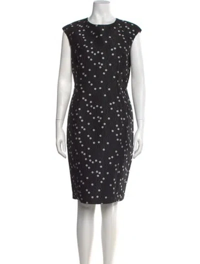 Pre-owned Ch Carolina Herrera Polka Dot Print Knee-length Dress In Black