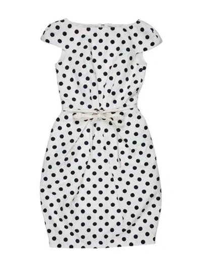 Pre-owned Ch Carolina Herrera Polka Dot Print Knee-length Dress In White