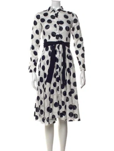 Pre-owned Ch Carolina Herrera Polka Dot Print Knee-length Dress In White
