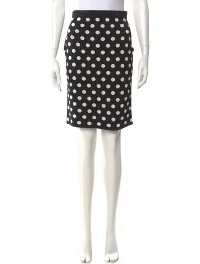Pre-owned Ch Carolina Herrera Polka Dot Print Knee-length Skirt In Black