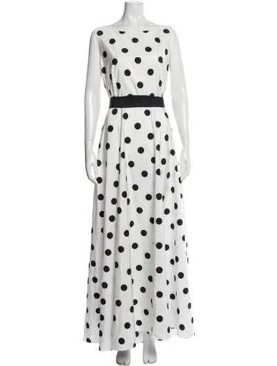 Pre-owned Ch Carolina Herrera Polka Dot Print Long Dress In Black/white