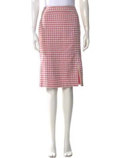 Pre-owned Ch Carolina Herrera Polka Dot Print Midi Length Skirt In Pink