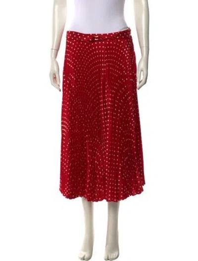 Pre-owned Ch Carolina Herrera Polka Dot Print Midi Length Skirt In Red