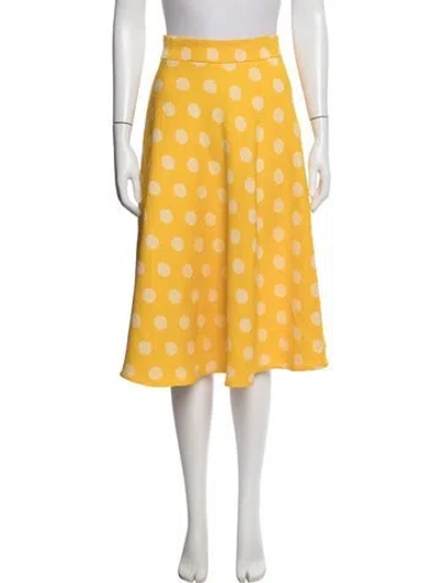 Pre-owned Ch Carolina Herrera Polka Dot Print Midi Length Skirt In Yellow