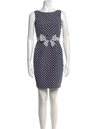 Pre-owned Ch Carolina Herrera Polka Dot Print Mini Dress In Blue
