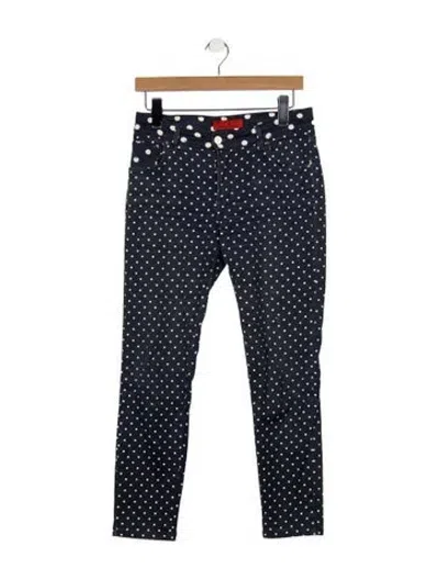 Pre-owned Ch Carolina Herrera Polka Dot Print Straight Leg Pants In Blue