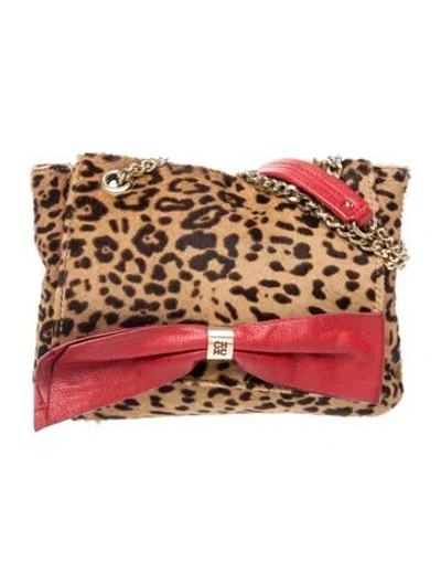 Pre-owned Ch Carolina Herrera Ponyhair Shoulder Bag In Neutrals