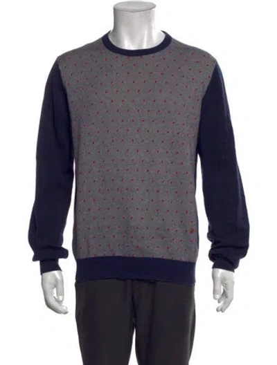 Pre-owned Ch Carolina Herrera Printed Crew Neck Pullover In Blue