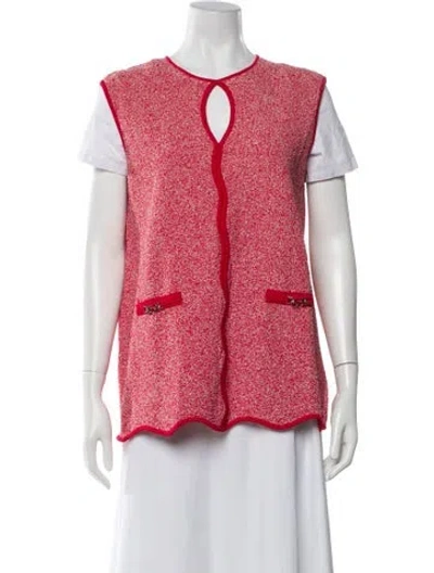 Pre-owned Ch Carolina Herrera Printed Crew Neck Top In Red