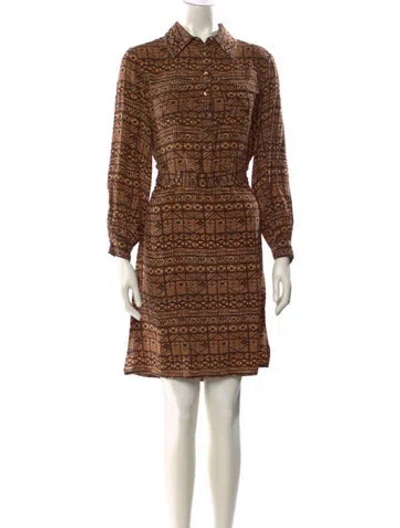 Pre-owned Ch Carolina Herrera Printed Knee-length Dress In Brown