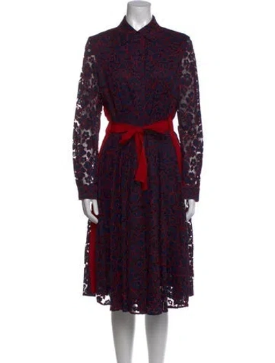 Pre-owned Ch Carolina Herrera Printed Midi Length Dress In Blue