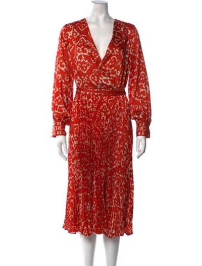 Pre-owned Ch Carolina Herrera Printed Midi Length Dress In Orange