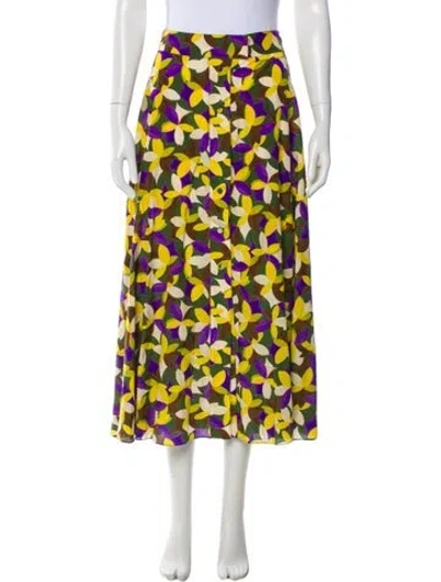 Pre-owned Ch Carolina Herrera Printed Midi Length Skirt W/ Tags In Blue