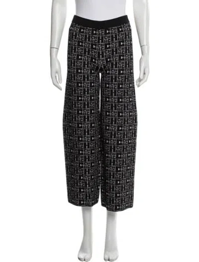 Pre-owned Ch Carolina Herrera Printed Wide Leg Pants In Black
