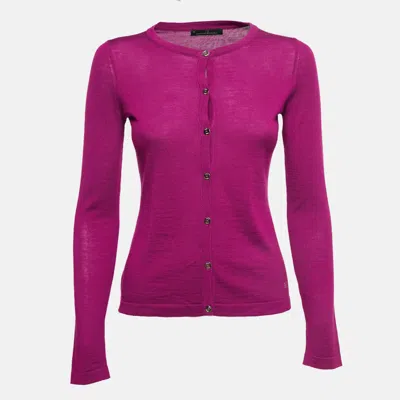 Pre-owned Ch Carolina Herrera Purple Knit Buttoned Cardigan Xs