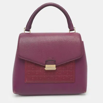 Pre-owned Ch Carolina Herrera Purple Leather Top Handle Bag