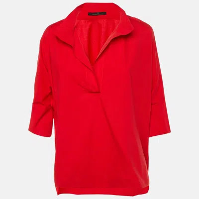 Ch Carolina Herrera Red Cotton Oversized Blouse