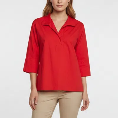 Pre-owned Ch Carolina Herrera Red Cotton Oversized Blouse S