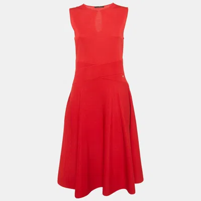 Pre-owned Ch Carolina Herrera Red Knit Sleeveless Dress M