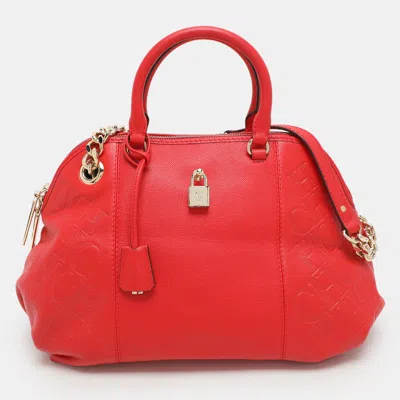 Pre-owned Ch Carolina Herrera Red Leather Dahlia Satchel
