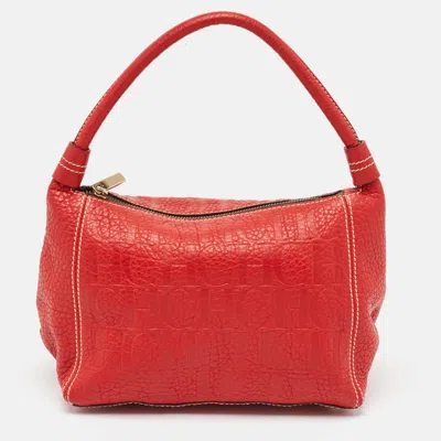 Pre-owned Ch Carolina Herrera Red Leather Shoulder Bag