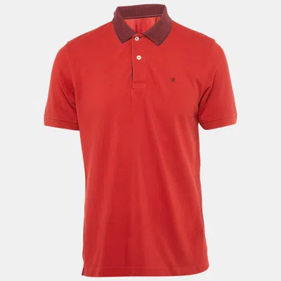 Pre-owned Ch Carolina Herrera Red Pique Polo T-shirt L