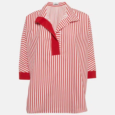 Ch Carolina Herrera Red Striped Cotton Oversized Top