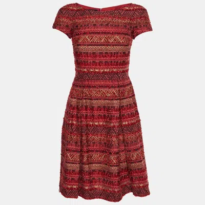 Ch Carolina Herrera Red Striped Tweed Mini Dress