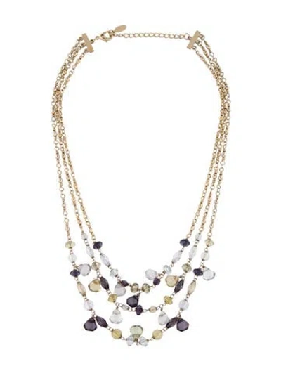 Pre-owned Ch Carolina Herrera Resin Bead Multi-strand Necklace, 18" In Blue/clear/green