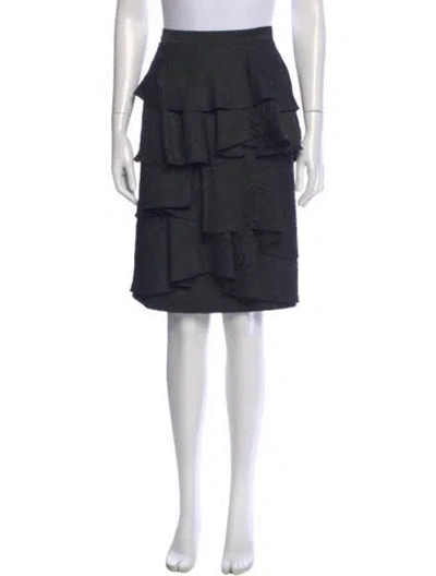 Pre-owned Ch Carolina Herrera Ruffle Embellishment Knee-length Skirt In Blue
