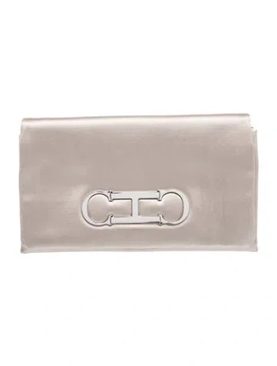 Pre-owned Ch Carolina Herrera Satin Clutch In Neutrals