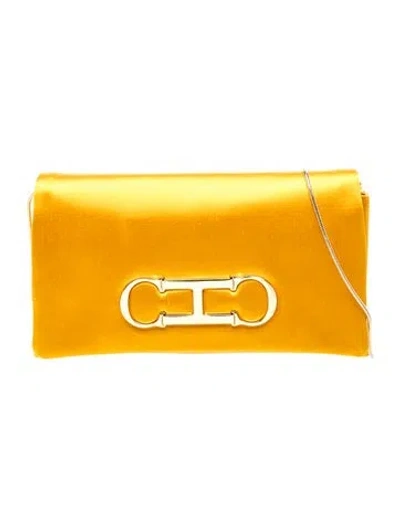 Pre-owned Ch Carolina Herrera Satin Clutch In Yellow