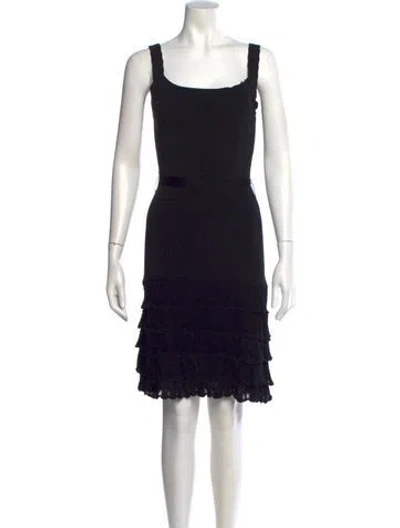 Pre-owned Ch Carolina Herrera Scoop Neck Mini Dress In Black